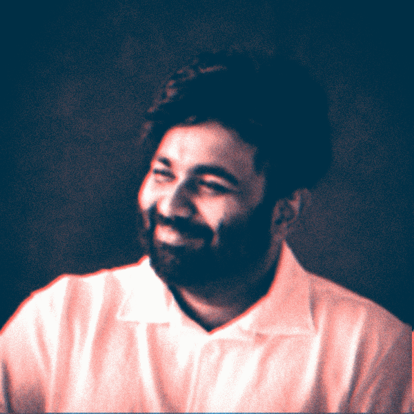 Portrait of Ajay, risograph style